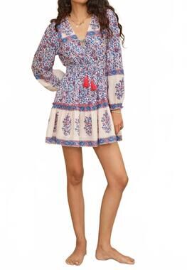 NEW M.A.B.E. cotton floral mini dress in blue pink